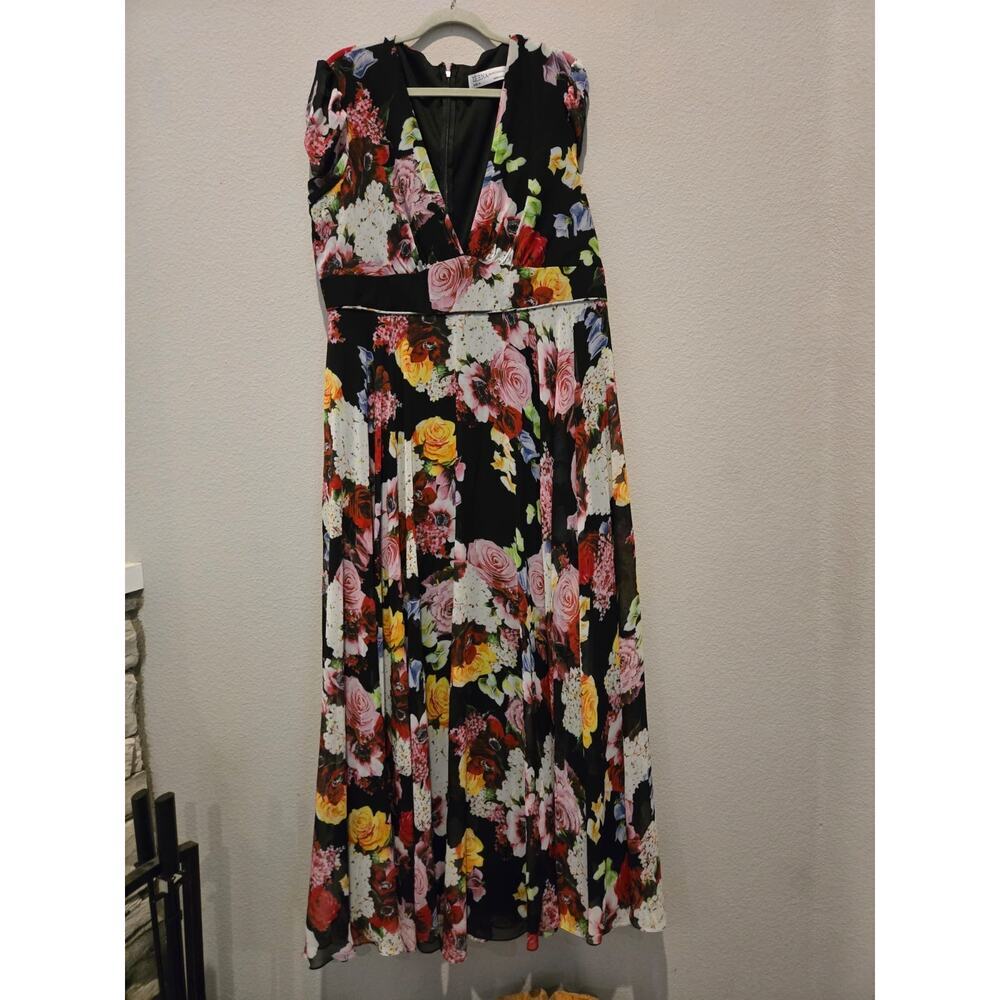 Floral Midi Dress - Black and Multicolor